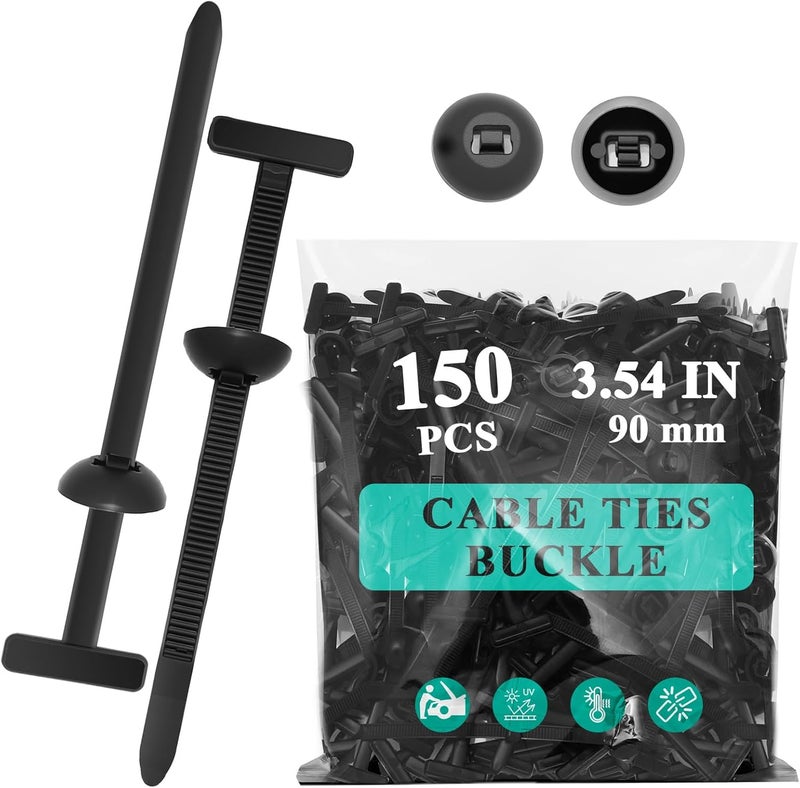 KHPHEIY 150Pcs Nylon Universal Cable Tie Buckle - New Multifunctional Nylon Zip Ties, Heavy Duty Plastic Rivet T Zip Ties Style, for Daily Maintenance And Fixing Of Automobiles - Image 1